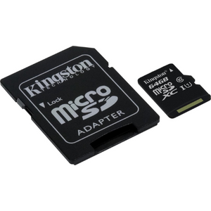 Kingston Micro SD kaart 64 GB + SD Adapter - Fooniq.nl
