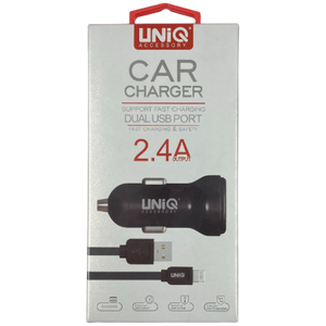 UNIQ Autolader Dubbele USB + Apple Kabel - Fooniq.nl