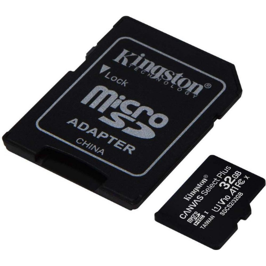 Kingston Micro SD kaart 32 GB + SD Adapter - Fooniq.nl