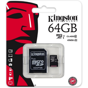 Kingston Micro SD kaart 64 GB + SD Adapter - Fooniq.nl