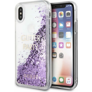 Guess Hard Hoesje Apple iPhone X/XS Glitter Paars - Fooniq.nl