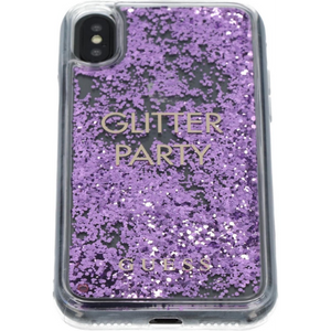 Guess Hard Hoesje Apple iPhone X/XS Glitter Paars - Fooniq.nl