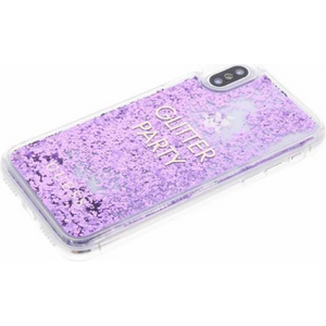 Guess Hard Hoesje Apple iPhone X/XS Glitter Paars - Fooniq.nl