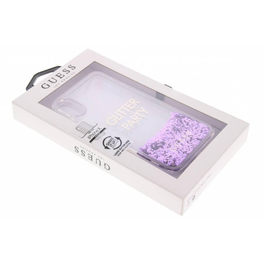 Guess Hard Hoesje Apple iPhone X/XS Glitter Paars - Fooniq.nl
