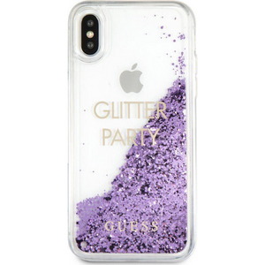 Guess Hard Hoesje Apple iPhone X/XS Glitter Paars - Fooniq.nl