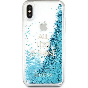 Guess Hard Hoesje Apple iPhone X/XS Glitter Blauw - Fooniq.nl
