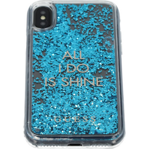 Guess Hard Hoesje Apple iPhone X/XS Glitter Blauw - Fooniq.nl