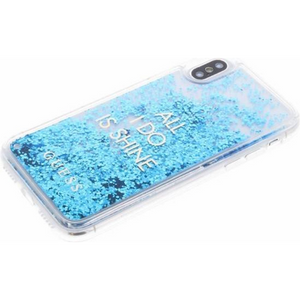 Guess Hard Hoesje Apple iPhone X/XS Glitter Blauw - Fooniq.nl