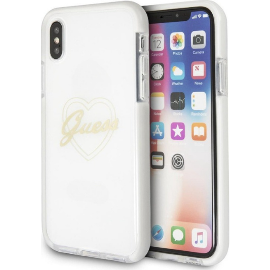 Guess Hoesje Apple iPhone X/XS Transparant Goud - Fooniq.nl