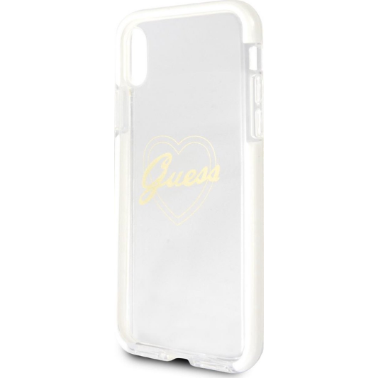 Guess Hoesje Apple iPhone X/XS Transparant Goud - Fooniq.nl