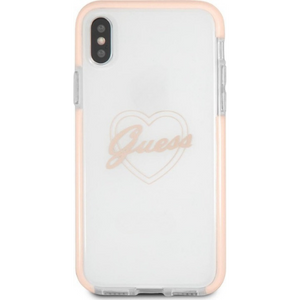 Guess Hoesje Apple iPhone X/XS Transparant Roze - Fooniq.nl