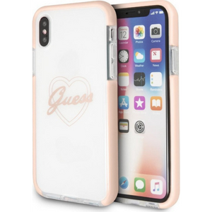 Guess Hoesje Apple iPhone X/XS Transparant Roze - Fooniq.nl