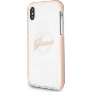 Guess Hoesje Apple iPhone X/XS Transparant Roze - Fooniq.nl