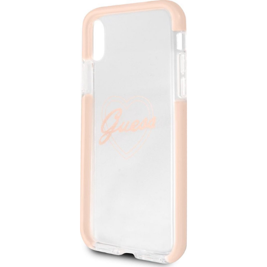 Guess Hoesje Apple iPhone X/XS Transparant Roze - Fooniq.nl