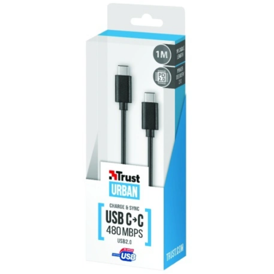 Trust Kabel USB 2.0 Type C naar C Zwart - Fooniq.nl