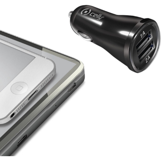 Celly Autolader Dubbele USB 2.1A Zwart - Fooniq.nl