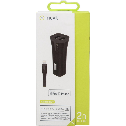 Muvit Autolader Dubbele USB + Apple Kabel - Fooniq.nl