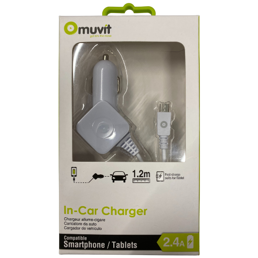 Muvit Autolader Micro-USB 2,4A - Fooniq.nl