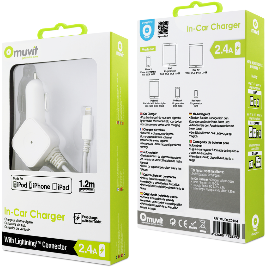 Muvit Autolader Apple 2,4A - Fooniq.nl
