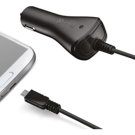 Celly Autolader Micro-USB 1A Zwart - Fooniq.nl
