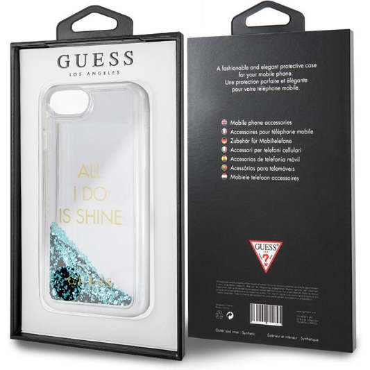 Guess Hoesje Apple iPhone 6/6S/7/8/SE(2020/2022) Glitter Blauw - Fooniq.nl