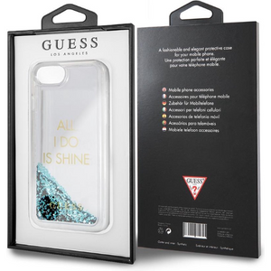 Guess Hoesje Apple iPhone 6/6S/7/8/SE(2020/2022) Glitter Blauw - Fooniq.nl