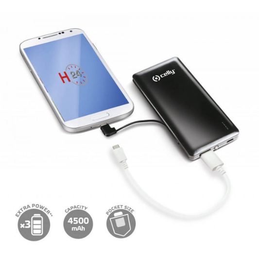 Celly Power Bank 4500 mAh Zwart - Fooniq.nl