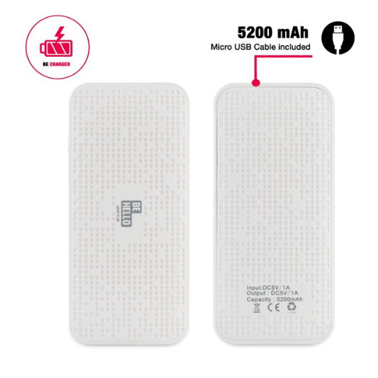 BeHello Power Bank 5200 mAh Wit - Fooniq.nl