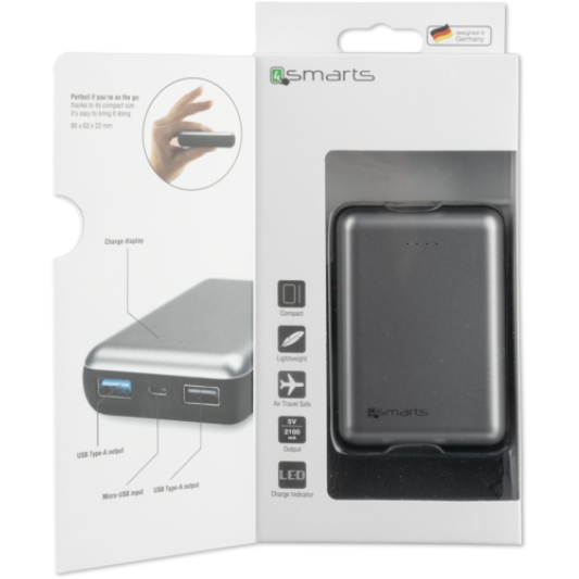 4smarts Power Bank 10000 mAh Zwart - Fooniq.nl