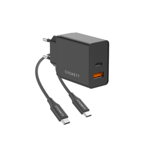 Cygnett Oplader Dubbele USB + Kabel USB-C naar USB-C - Fooniq.nl