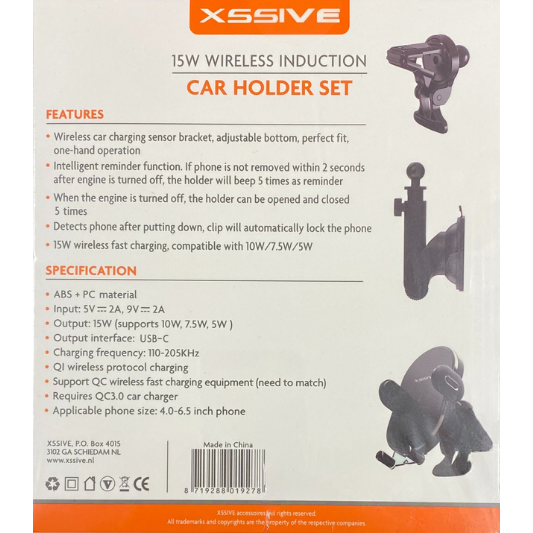 XSSIVE C24W Telefoonhouder Auto Draadloze Oplader - Fooniq.nl