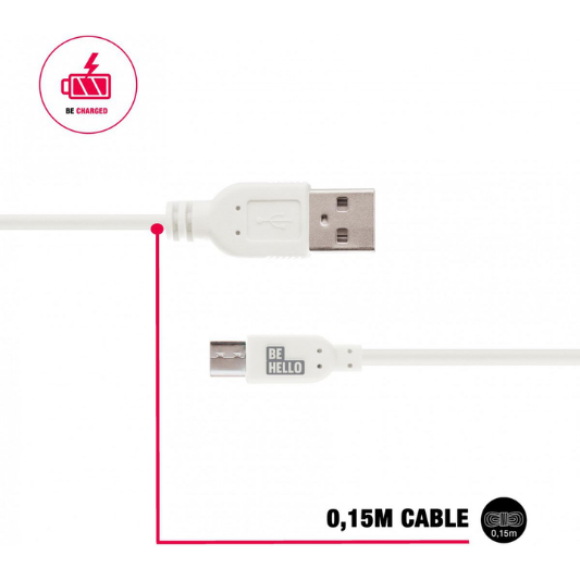 BeHello Kabel Micro-USB 2.1A Wit - Fooniq.nl