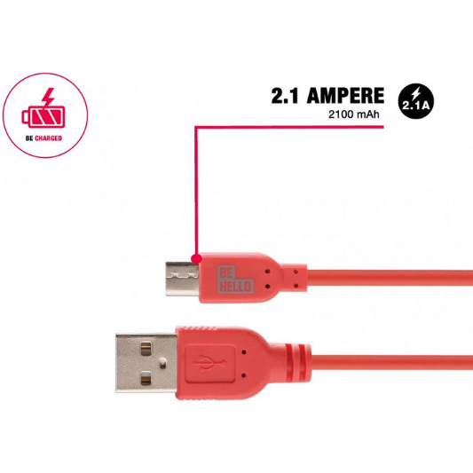 BeHello Kabel Micro-USB 2.1A Rood - Fooniq.nl