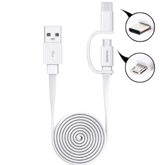 Huawei Kabel 2-in-1 Type-C &amp; Micro-USB 1.5M Wit - Fooniq.nl