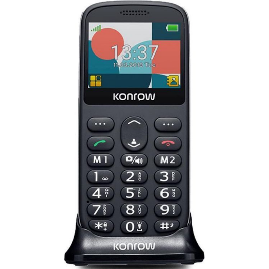 Konrow Seniorentelefoon + Oplaadstation Zwart - Fooniq.nl