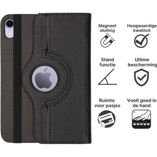 Apple iPad Mini 6 Boekhoesje 360° Draaibaar Zwart