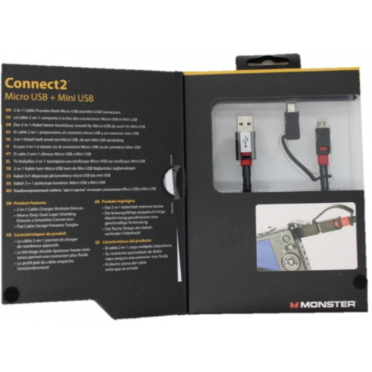 Monster Micro-USB + Mini-USB 1M Zwart - Fooniq.nl