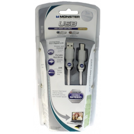 Monster USB-A naar USB-B Wit - Fooniq.nl