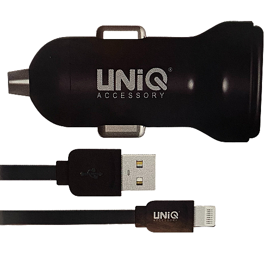 UNIQ Autolader Dubbele USB + Apple Kabel - Fooniq.nl