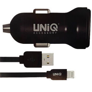 UNIQ Autolader Dubbele USB + Apple Kabel - Fooniq.nl